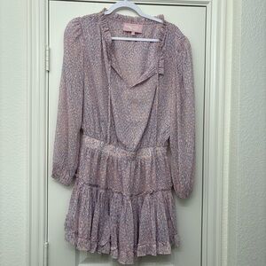 Sincerely Ours Purple Pink Leopard Mini Ruffle Dress